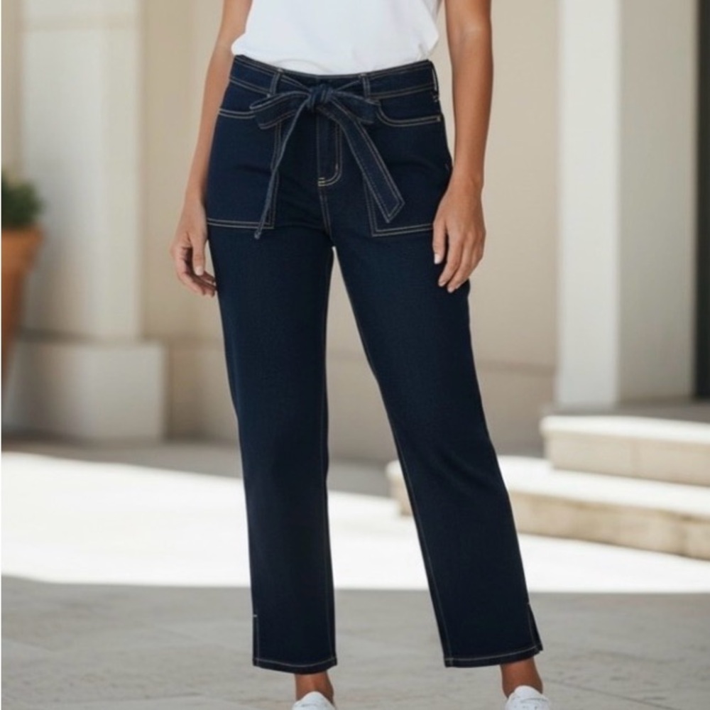 Michael Kors Dark Blue Jeans with Tie Waist Size 10